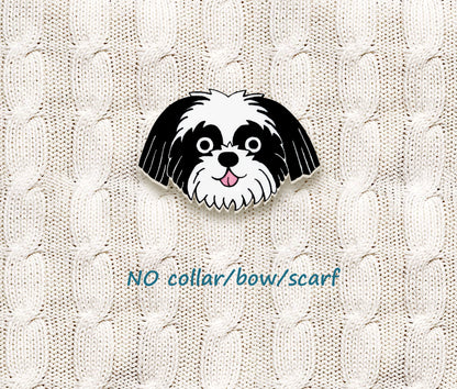 Black & White Shih Tzu Pin | Cute Handmade Dog Brooch