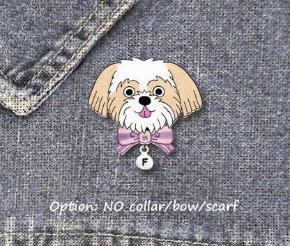 Gold & White Shih Tzu Pin | Unique Dog Lover Jewelry