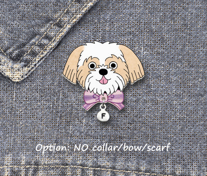 Gold & White Shih Tzu Pin | Unique Dog Lover Jewelry