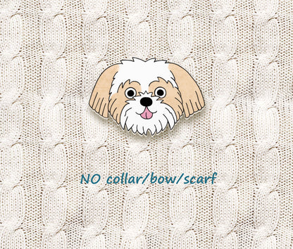 Gold & White Shih Tzu Pin | Unique Dog Lover Jewelry