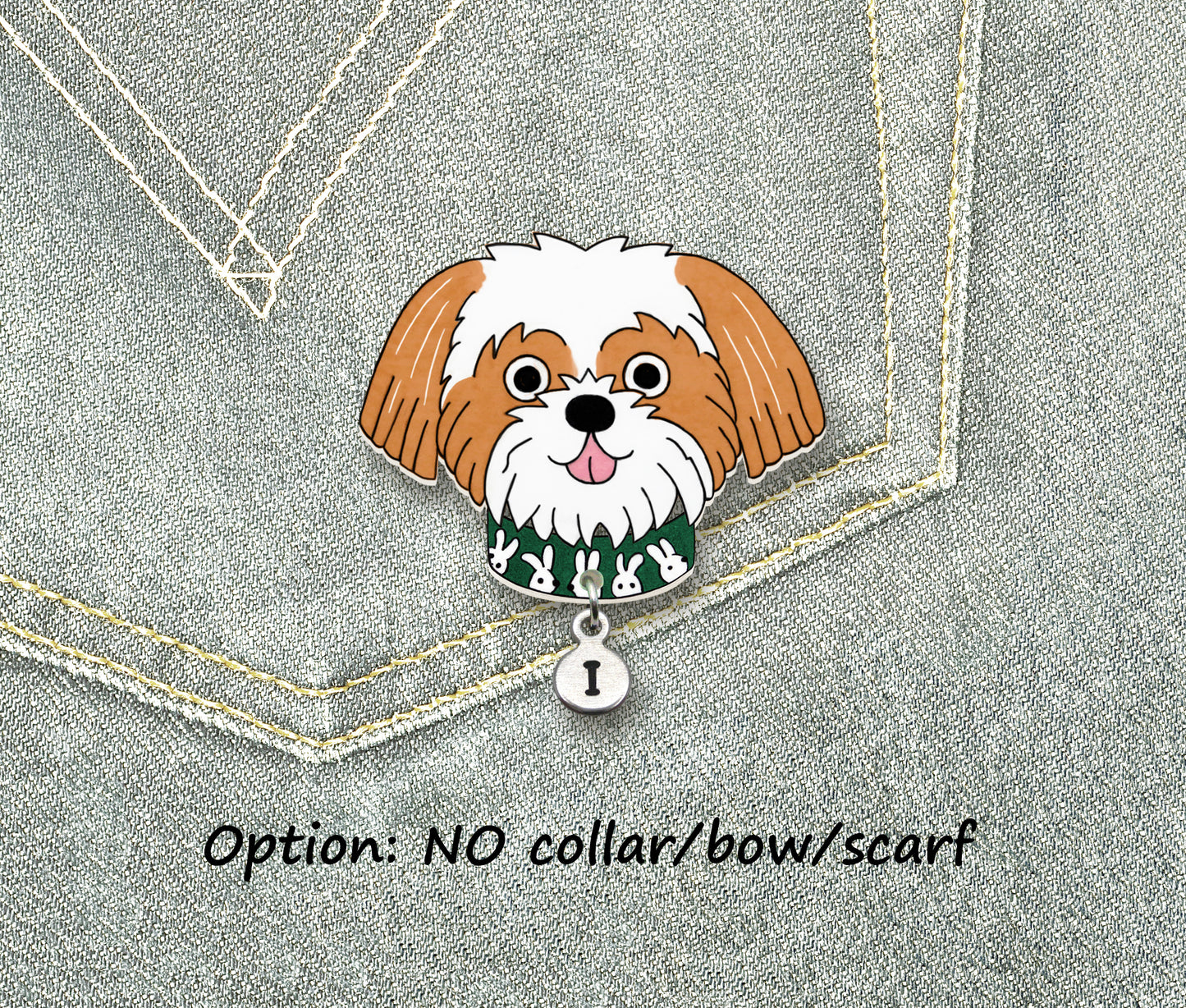 Red & White Shih Tzu Pin | Personalized Dog Lover Jewelry