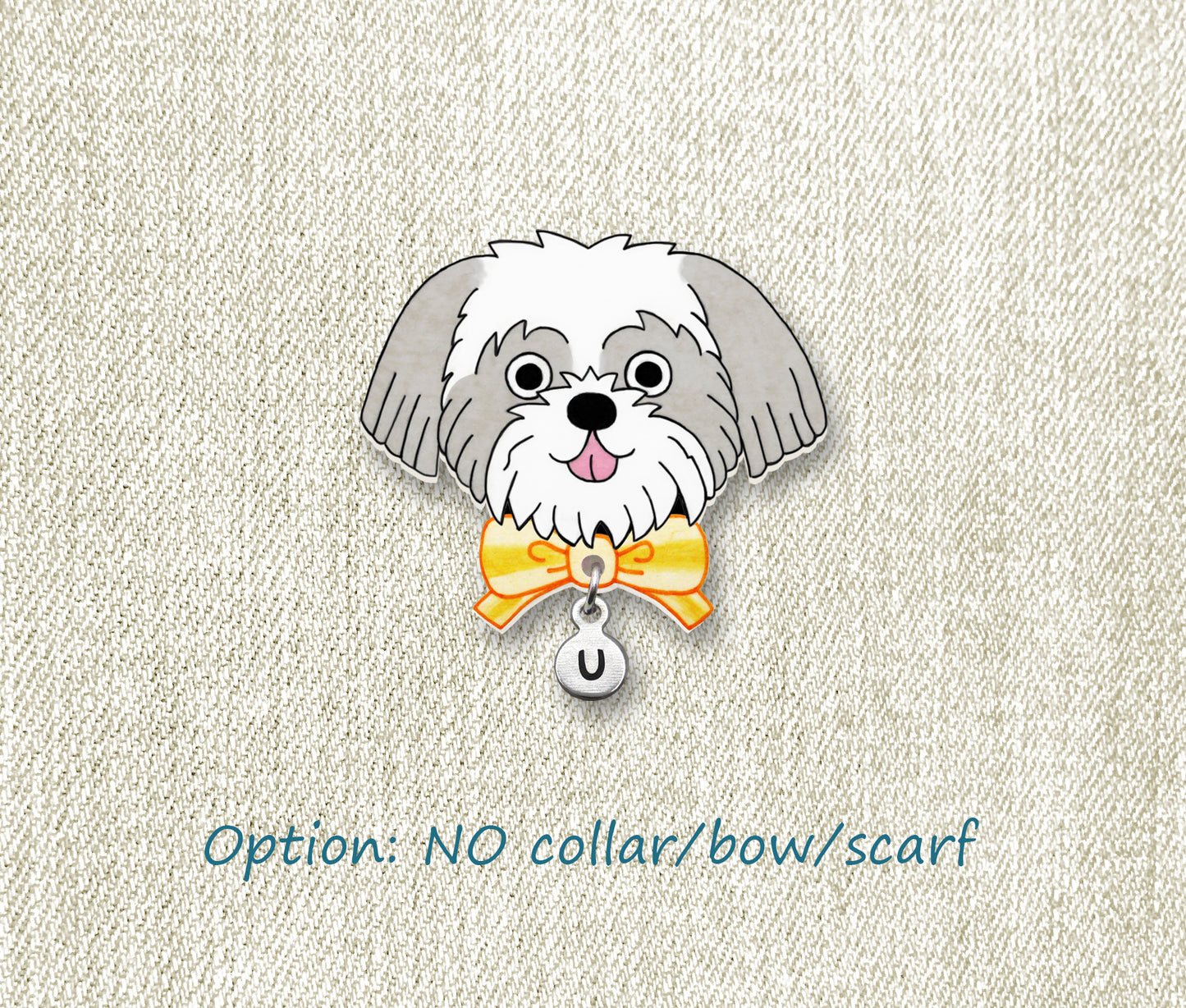 Silver & White Shih Tzu Pin | Personalized Pet Jewelry