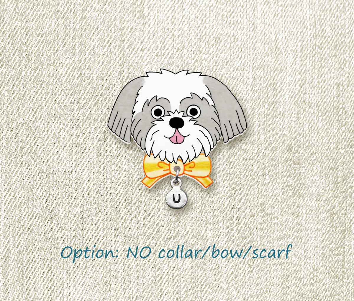 Silver & White Shih Tzu Pin | Personalized Pet Jewelry