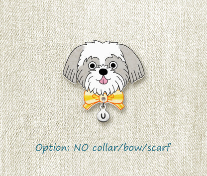 Silver & White Shih Tzu Pin | Personalized Pet Jewelry
