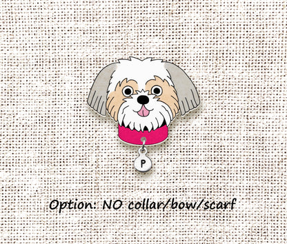 Silver & White Fawn Shih Tzu Pin | Personalized Pet Gift
