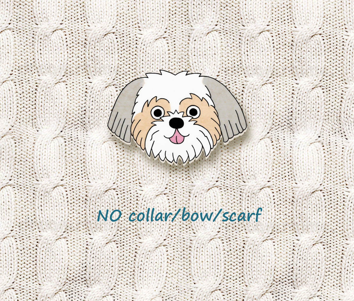 Silver & White Fawn Shih Tzu Pin | Personalized Pet Gift