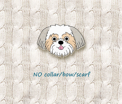 Silver & White Fawn Shih Tzu Pin | Personalized Pet Gift