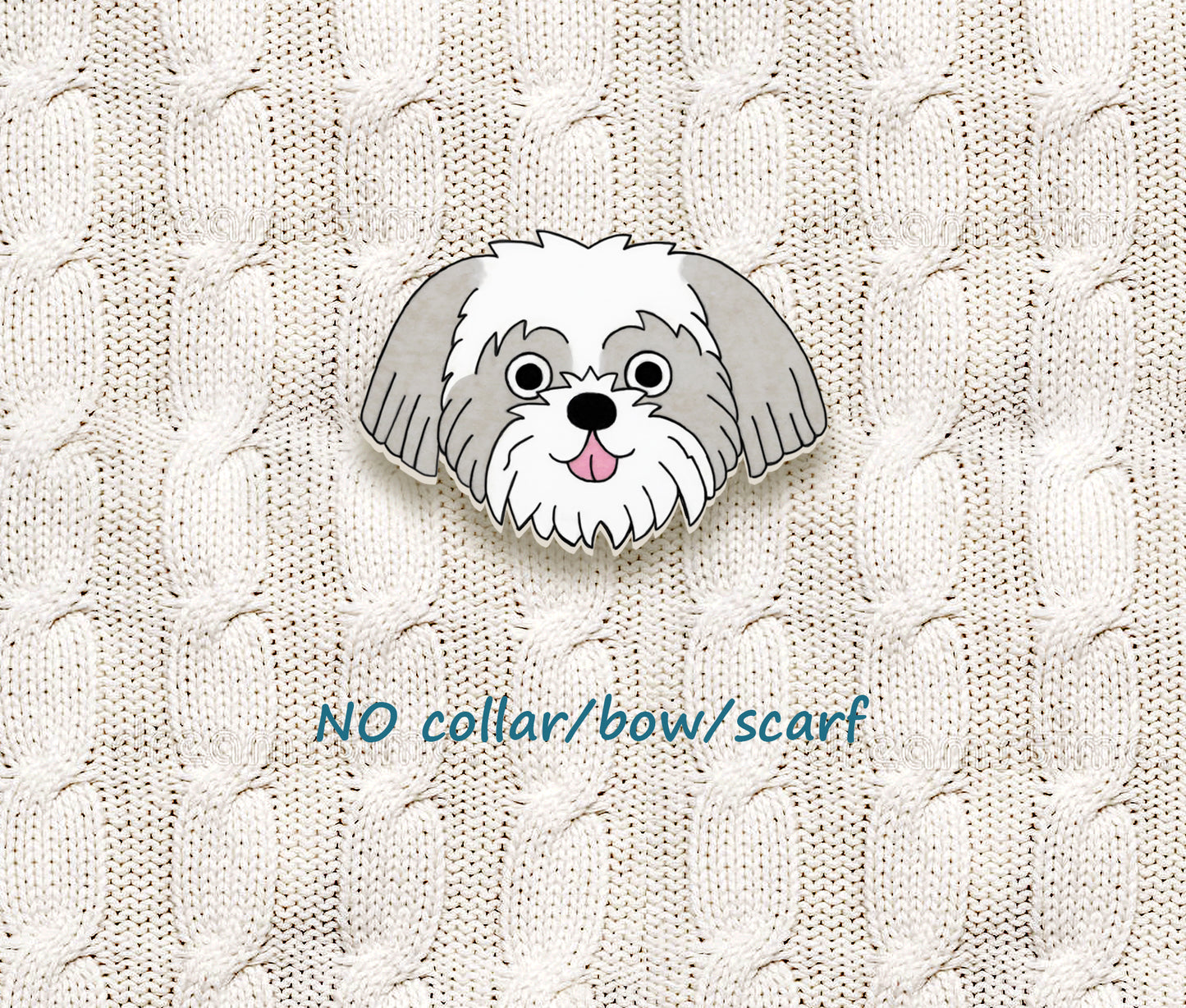 Silver & White Shih Tzu Pin | Personalized Pet Jewelry