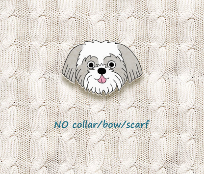 Silver & White Shih Tzu Pin | Personalized Pet Jewelry