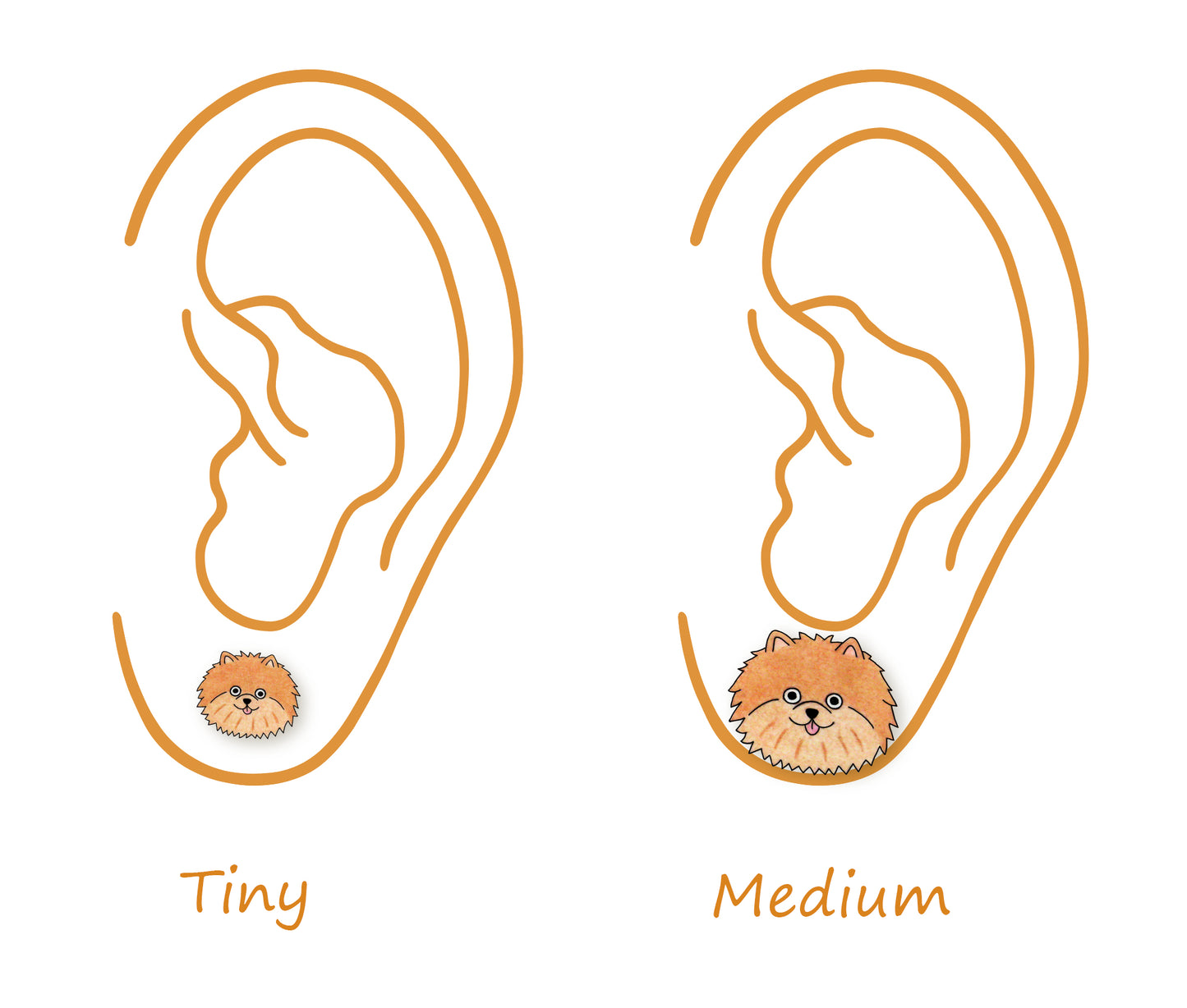 Tiny Orange Pomeranian Stud Earrings | Hypoallergenic Dog Mom Gift