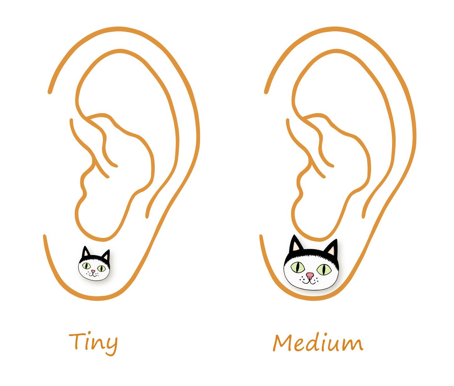 Tiny Black & White Tuxedo Cat Stud Earrings #3 | Hypoallergenic Pet Lover Jewelry
