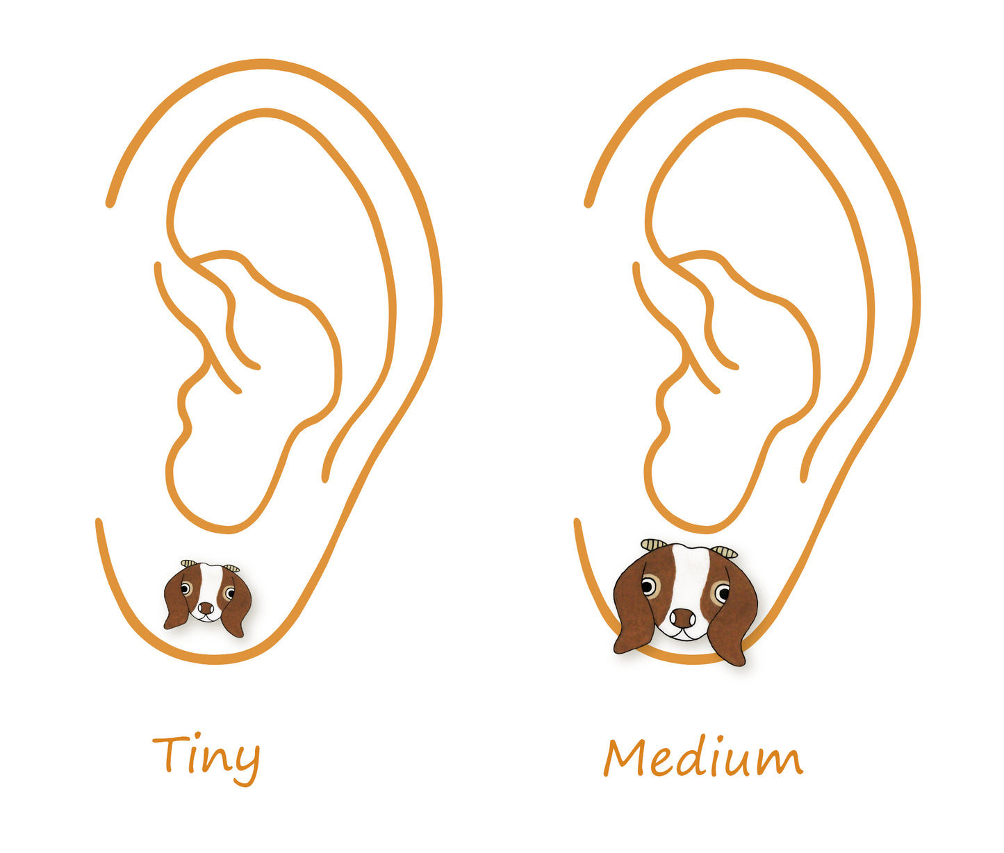 Tiny Boer Goat Stud Earrings | Hypoallergenic Animal Lover Gift