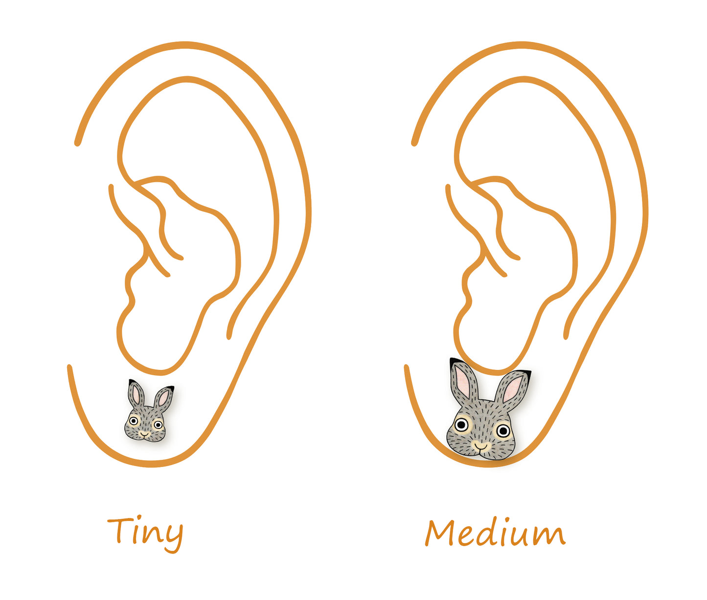 Tiny Cotton Tail Rabbit Stud Earrings | Hypoallergenic Gray Bunny Gift