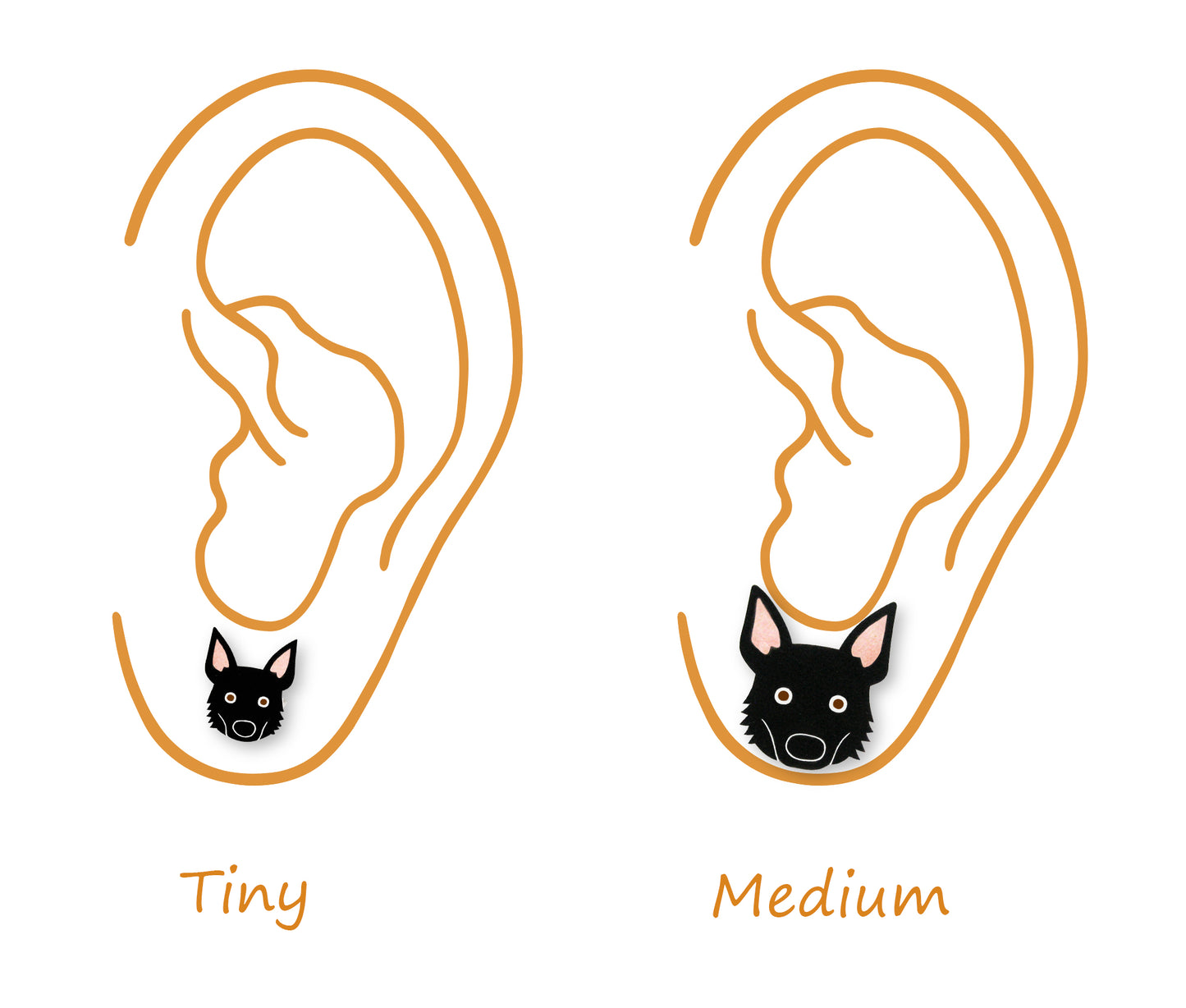 Tiny Black German Shepherd Stud Earrings | Hypoallergenic Pet Lover Gift